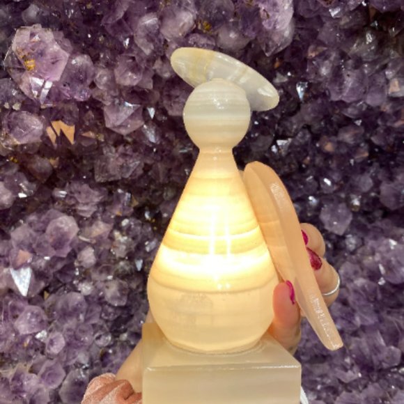 Amber Onyx Angel Lamp with Bulb and Cord, Crystal Lights, Kids Bedroom Decor - Picture 5 of 9